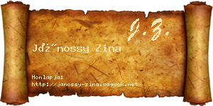 Jánossy Zina névjegykártya